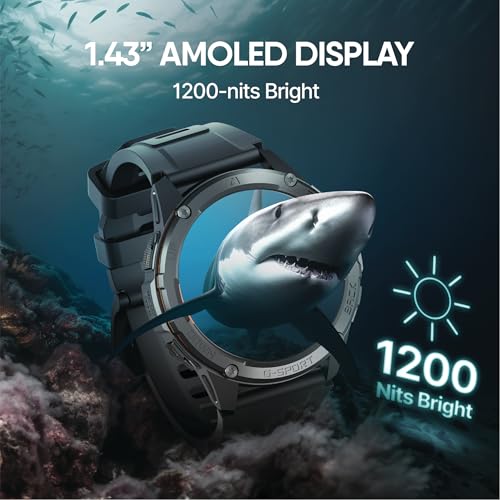 Image of CrossBeats Armour Pro AI Premium Smart Watch for man | 1.43 inch AMOLED Always on Display | 5 ATM Waterproof | 30-Day Battery |GPS BT Calling Smartwatch |150+ Sports Modes| BP HR SPO2 (Black)