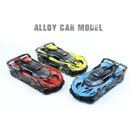 Image of 124 Diecast Metal Toy Car Bugati Bolid Sport Diecast Car for Kids Light Sound Pullback Openable Door