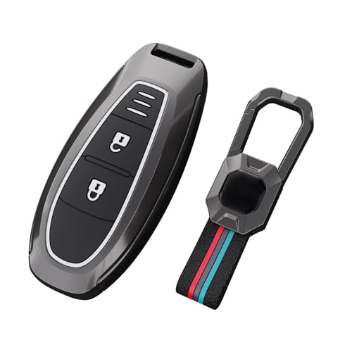 Image of BKN Luxury Metal Soft Car Key Cover Shell with Keychain & Full Protection Compatible with Maruti Suzuki Ignis | S Cross | Baleno | Ciaz | Vitara Brezza | Swift (2 Button Smart Key)
