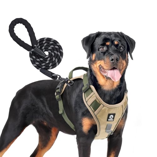 Pettorina per cani di taglia grande, con guinzaglio, per cani di taglia grande, morbida imbottita, servizio riflettente, gilet per animali domestici, pettorina militare, pettorina per cani da lavoro