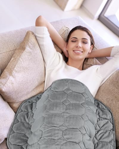 Image of Topblan Weighted Lap Blanket 5lbs for Adults, Small Weighted Blanket Throw Grey 29 x 24 Inches, Machine Washable, Skin Friendly, for Napping, Relaxation, Calming and Travel, All-Season Sleeping