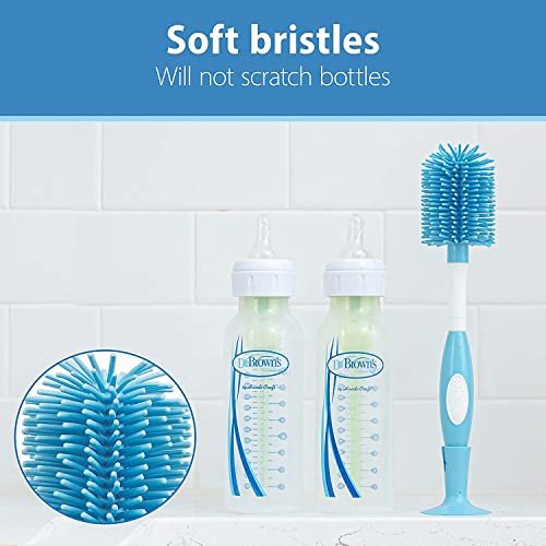 Image of Dr. Brown's Baby Bottle and Nipple Brush Soft Touch and Sponge Brush, Blue Variety Pack, 2 -Pack