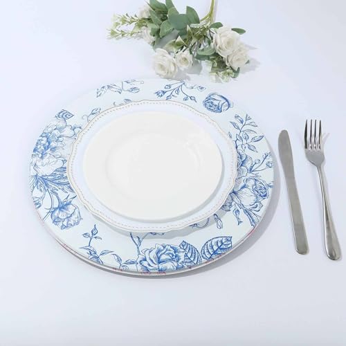 6 Platos Blancos con patrón Floral Azul de 13 pulgadas miniatura 5