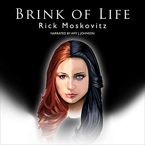 The cover of Brink of Life depicting a woman's portrait - half her hair is red, half is black. All on a black and white background.