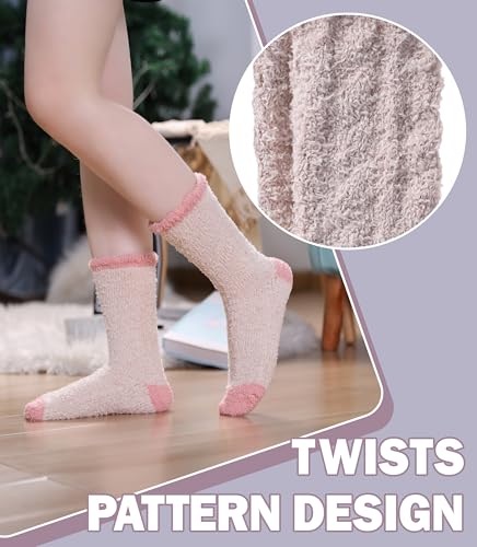 Image of LANLEO Fuzzy Socks for Women Soft Cozy Fluffy Slipper Winter Warm Microfiber Plush Sleeping Socks