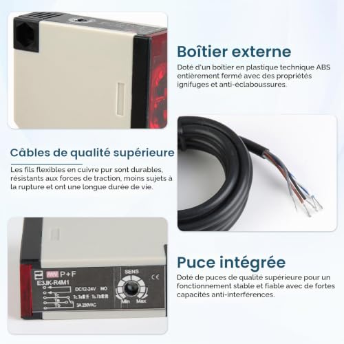 Interrupteur de Capteur Photoélectrique E3JK-R4M1 6-36V DC, Capteur Photoélectrique Rétroréfléchissant 4M avec Réflecteur, Détection Industrielle Précise pour Automatisation et Systèmes de Production – vue 5