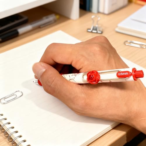 Bolígrafos Gel Retráctiles Flor Roja Set 10 Unidades miniatura 4