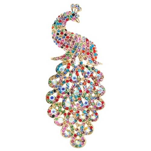 Image of Gyn&Joy 5 Inch Art Gorgeous Peacock Austrian Crystal Rhinestone Brooch Pins