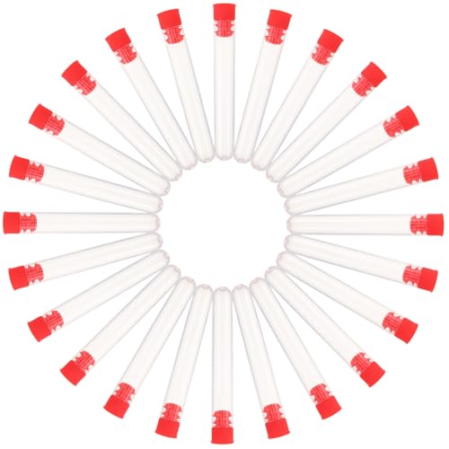 LOLIPPYY 30 Piezas Contenedor de Plástico para Agujas de Coser a Mano, Tubo de Almacenamiento Transparente 12x75 Mm Tapa Roja, Organizador Compacto para 30 Unidades, Estuche para Costura