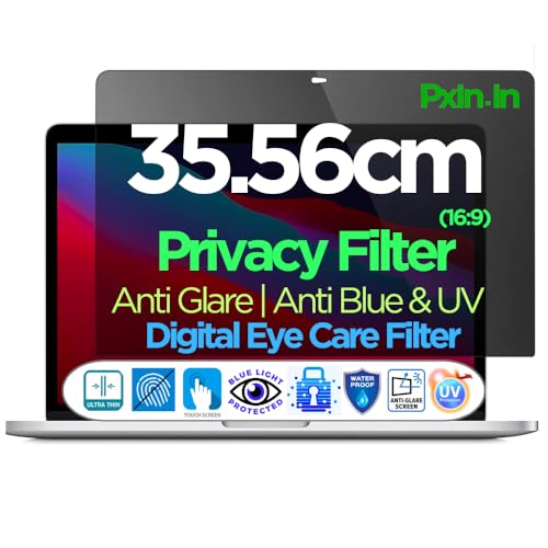 Image of PxIn 35.56cm (16:9) Laptop Privacy Screen | Adv. StealthView | Laptop Ultra Privacy | Anti UV | Anti-Glare | Blue Light Block