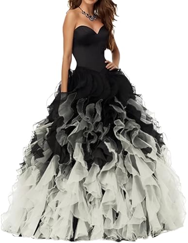 Quinceanera Organza Prom Dresses for Women 2025 Ball Gown Long Puffy Sweetheart Ombre Wedding Cocktail Dress