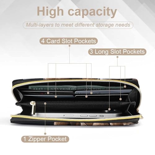 Womens Leather Wallets Walnut Nuts Wallet for Women Large Capacity Card Phone Holder Ladies Purse4