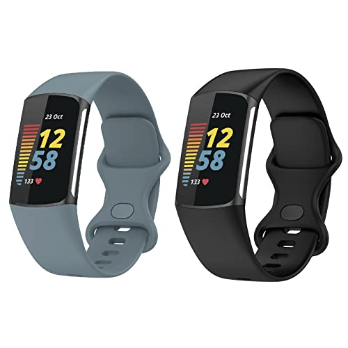Pulseras Fitbit Charge 2 TLING 2 Pack Correa para Fitbit Charge 5,Pulseras Reloj Coloridos Silicona Banda Reemplazo para Fitbit Charge 5,Compatible...