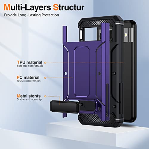 Coque Google Pixel 8 violette BAISRKE avec protection écran et béquille