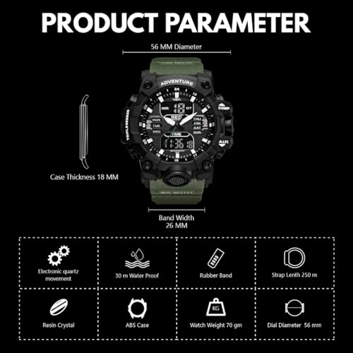 Image of V2A Bold & Big Dial Analog-Digital Sports Watch for Men | Multifunction Military Wristwatch | Gift for Men