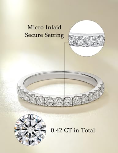 IMOLOVE Lab Grown Diamond Wedding Bands, 0.3-0.42 Carat, Eternity Rings in 18K White Gold & Sterling Silver Size 4-112
