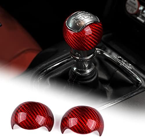 AIRSPEED for Mustang Gear Shift Knob Cover Carbon Fiber Interior Accessories Sticker for Ford Mustang 2015 2016 2017 2018 2019 2020 2021 2022 2023 Manual, Red