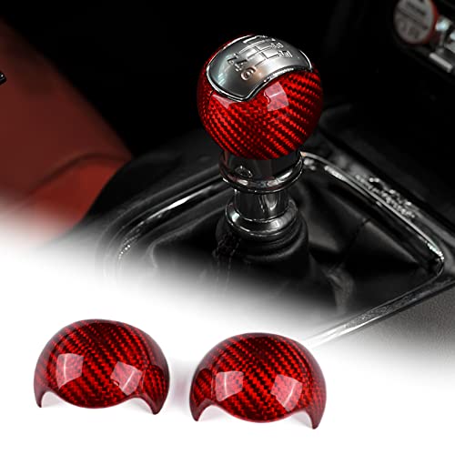 Airspeed For Mustang Gear Shift Knob Cover Carbon Fiber Interior Accessories Sticker For Ford Mustang 2015 2016 2017 2018 2019 2020 2021 2022 2023 Manual, Red #TOP2