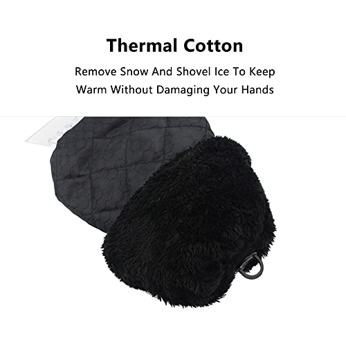 Riloer Snow Brush with Elastic Band on Wrist Part Tarpaulin Gloves, Snow Shovel with Thickened Plush Plastic Shovel Waterproof, Green