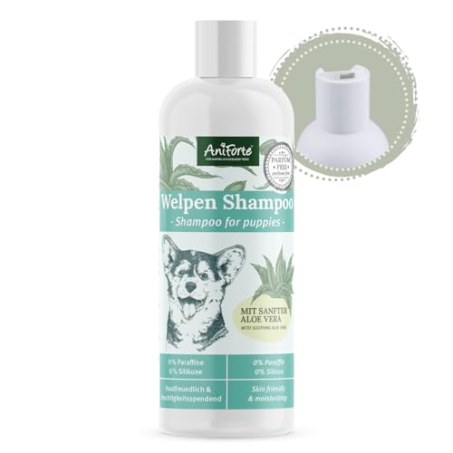 AniForte Aloe Vera Welpenshampoo für Hunde 200ml - Hundeshampoo mild & parfümfrei, Welpen Shampoo für Junghunde & empfindliche Hunde, für glänzendes & leicht kämmbares Fell
