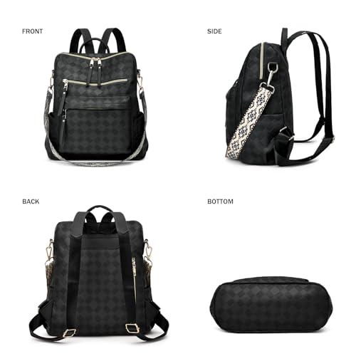Image of Backpacks for Women Fashion PU Leather Bag Multipurpose Design Convertible Satchel Bag Travel Backpack Handbag and Purse 2Pcs