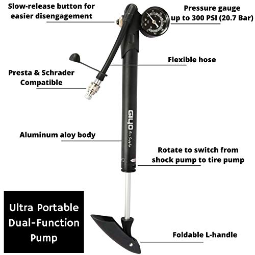 image for NH 2-in-1 Portable Air Shock & Tire Pump, Fork & Rear Suspension Gauge