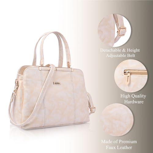 Image of ADISA two tone handbag 3 compartments shoulder bag for women and girls with sling belt (AD4084)