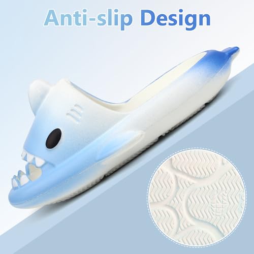 Image of Kids Shark Cloud Slides | Toddler Boys Girls Shower Slippers | Boys Girls Cute Cartoon Fish Flip Flops | Beach Pool Home Sandals | Quick Dry Non-Slip