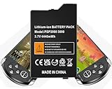 Batterie PSP 2000/3000, 4440 mWh 2025, batterie lithium ion haute capacité pour console Sony PSP 2000/3000 PSP S110 (noir, PSP 2000/3000, B)
