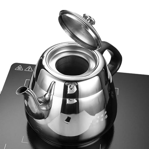 Hervidor de agua de acero inoxidable de 1,5 l, hervidor de agua grande con colador de té, hervidor de agua de alta capacidad, hervidor de agua seguro para cocinar en caliente, vitrocerámica, camping Hervidor de agua de acero inoxidable de 1,5 l, hervidor de agua grande con colador de té, hervidor de agua de alta capacidad, hervidor de agua seguro para cocinar en caliente, vitrocerámica, camping