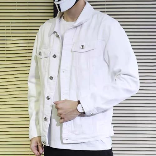 Chaqueta de mezclilla para hombre, ajuste slim, blanco, 3X-Large miniatura 3