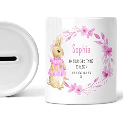 Personalised Money Box, Christening Gift for Girl, Custom Christening