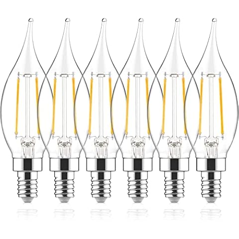 Sigalux E12 LED Bulb Candelabra Base 60 watt LED Chandelier Light Bulbs Dimmable, Flame Tip Candelabra LED Bulbs, 4.5W, 450ML 5000K Daylight,CA10 Candle Light Bulbs, 6 Packs Cover