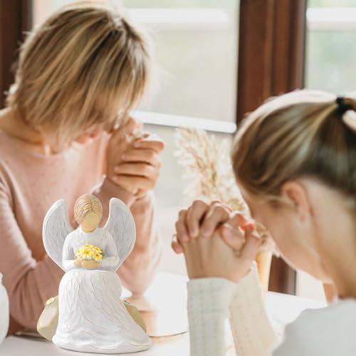 Image of Guardian Angel Statues and Figurines, Hand-Painted Collectible Sculpture | Resin Angels Decorativos, Ornaments Mom Birthday Gifts, Home Decor Ornament