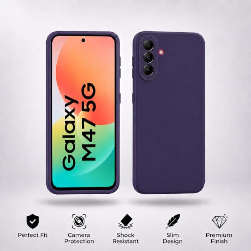 Image of FIRST MART Silicone Back Cover for Samsung Galaxy M47 | Matte Purple Anti-Slip Grip Case, Precise Cutouts, Scratch Resistant, Slim Fit | Pack of 1