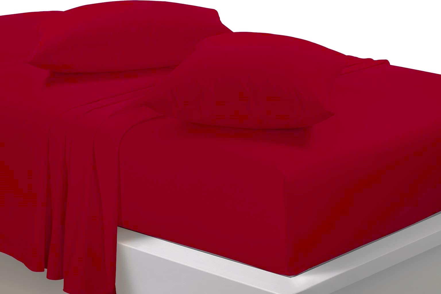 oceanevo® Pillowcases 2 Pack Red Plain Pillow Covers Pair with Envelope Closure Easy Care Soft Polycotton 132 Thread Count, 50 x 75 cm (Red)