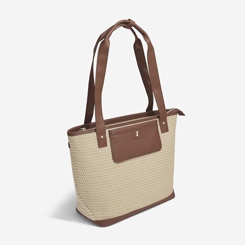 Sac fourre-tout en raphia brun clair Stackers tressé à la main