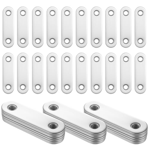 RunXinDa 40 Stk Flachverbinder Edelstahl Lochplatte Holzverbinder Flachverbinder Flachwinkel für Verbinder Flache Ecke Lochplatten Metall Verbindungsplatten für Holzstühle Holzmöbel(56 x 16 x 2 mm)