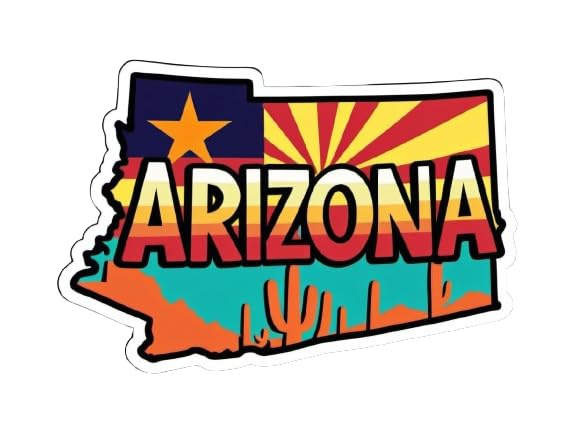 Image of Arizona State Sticker - USA States Vinyl Decal 5 Inch, Waterproof Arizona Map Sticker for Car Bumper, Laptop, Truck, Wall