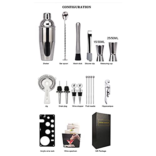 Hahepo Cocktail Shaker Set 17 stuks roestvrij staal Home Bar Tool Set Boston Shaker met zwarte acryl standaard shaker… - Image 3