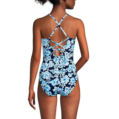 Lands' End Women's Chlorine Resistant Lace Up One Piece Swimsuit2
