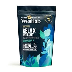 Westlab Magnesium Relax Bath Salts 1kg – Ease Stress & Tension from Mind and Body. Scientifically-Proven to Restore Inner Peace. Mood-Boosting Neuroscent. 100% Natural, Chamomile & Bergamot.