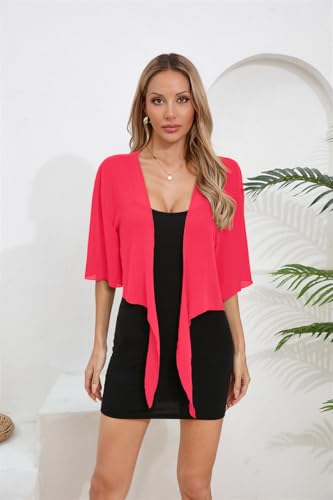 Image of TASAMO Women's 2026 Summer Lightweight Short Bolero Cardigan Shrug Sheer Tie Front Top 3 /4 Sleeve Jacket for Dress