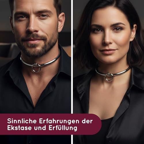 Bondage Halsband aus Edelstahl Unisex - BDSM Halsband Metall Halsfessel Fetisch Sklavenspielzeug - Choker Halsband Damen & Männer - Sex Spielzeug für Paare BDSM aus Edelstahl (HB15) - Innen(Ø): 120 mm