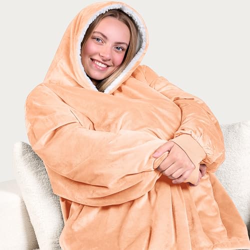 Image of Bare Home Wearable Blanket Hoodie - Soft Plush Sherpa - Warm and Cozy - Oversized Wearable Blanket