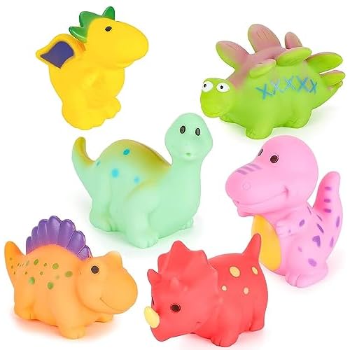 6 Pack Dinosaur Bath Toys for Toddlers 1-4, Bath Toys for Infants 6-12-18 Months, Dinosaur Baby Bathtub Pool Toy for 1 2 3 4 Year Old Toddlers Kids