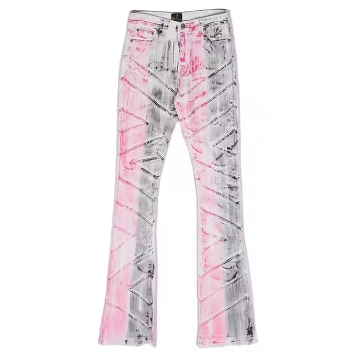 Men's Loose Mid-Thigh Denim Pants with Tie-dye and Patchwork Color Design, Hip-hop Streetwear Men's Jeans