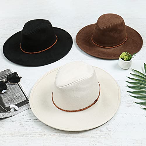 Women's Uv Sun Protection Foldable Floppy Beach Hat - Fashion Travel Wide Brim Straw Summer Cap, Fabric Reversible Hat (Cowboy Faux Suede - Ivory) #TOP2