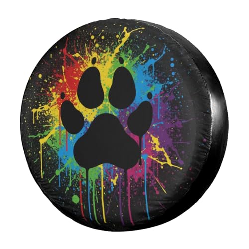 Image of Colorful Paw Spare Tire Cover Dust-Proof Wheel Tire Cover Fit Trailer, RV, SUV and Many Vehicle 14 Inch