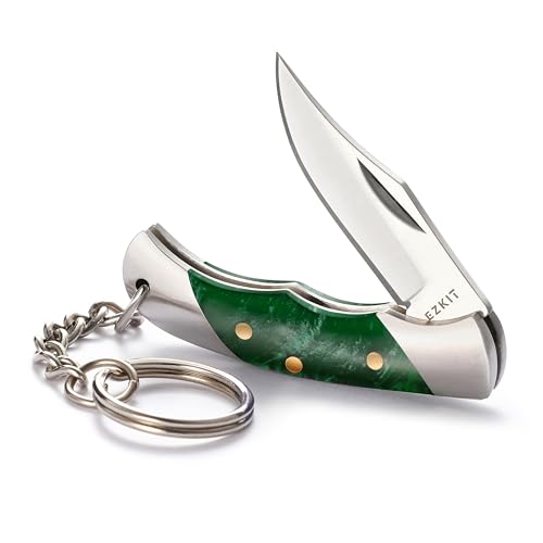 Image of Folding Pocket Knife with 1.5in Stainless Blade and Green Acrylic Handle, 3.5in Total Length, Compact EDC Gear